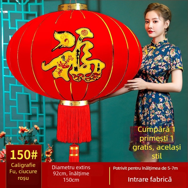 Fenar roșu binecuvântat pentru agățat – lanternă chineză rotundă, impermeabilă, pentru balcon și exterior, cadou de Anul Nou