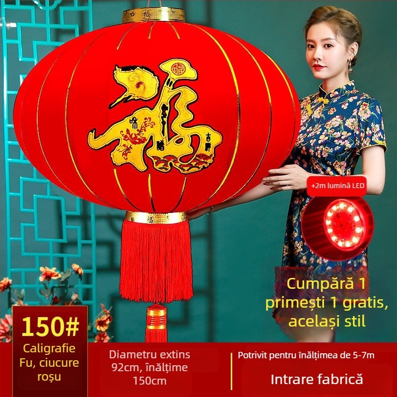 Fenar roșu binecuvântat pentru agățat – lanternă chineză rotundă, impermeabilă, pentru balcon și exterior, cadou de Anul Nou