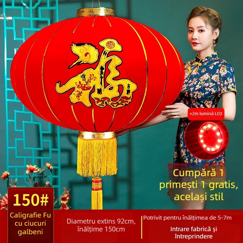 Fenar roșu binecuvântat pentru agățat – lanternă chineză rotundă, impermeabilă, pentru balcon și exterior, cadou de Anul Nou