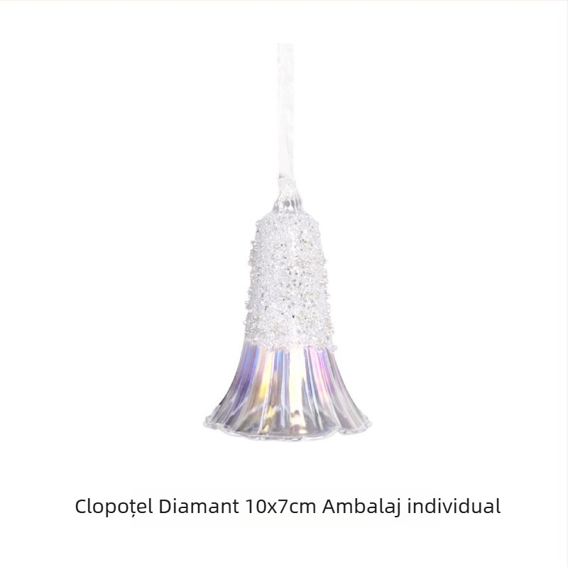 Pandantiv de Crăciun din cristal, cu fulgi de zăpadă, clopot diamant, stea, casă de zăpadă și bilă de sticlă