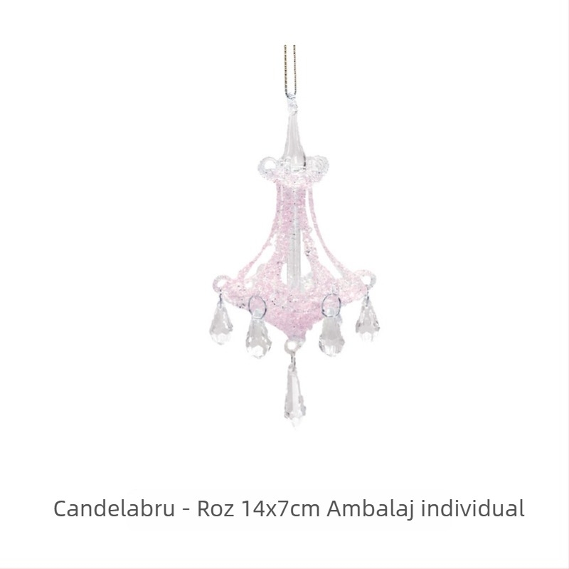 Pandantiv de Crăciun din cristal, cu fulgi de zăpadă, clopot diamant, stea, casă de zăpadă și bilă de sticlă