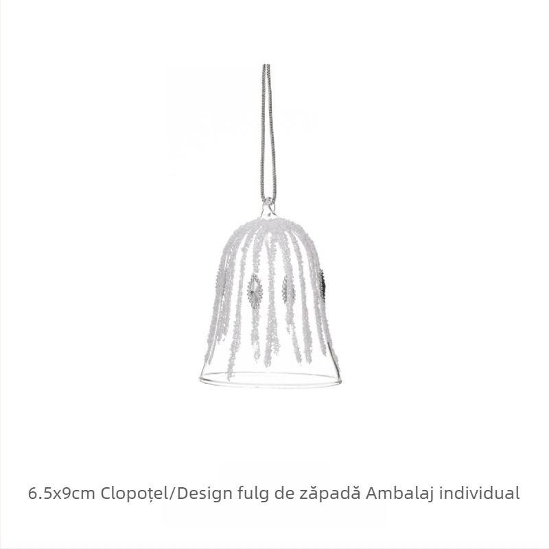 Pandantiv de Crăciun din cristal, cu fulgi de zăpadă, clopot diamant, stea, casă de zăpadă și bilă de sticlă