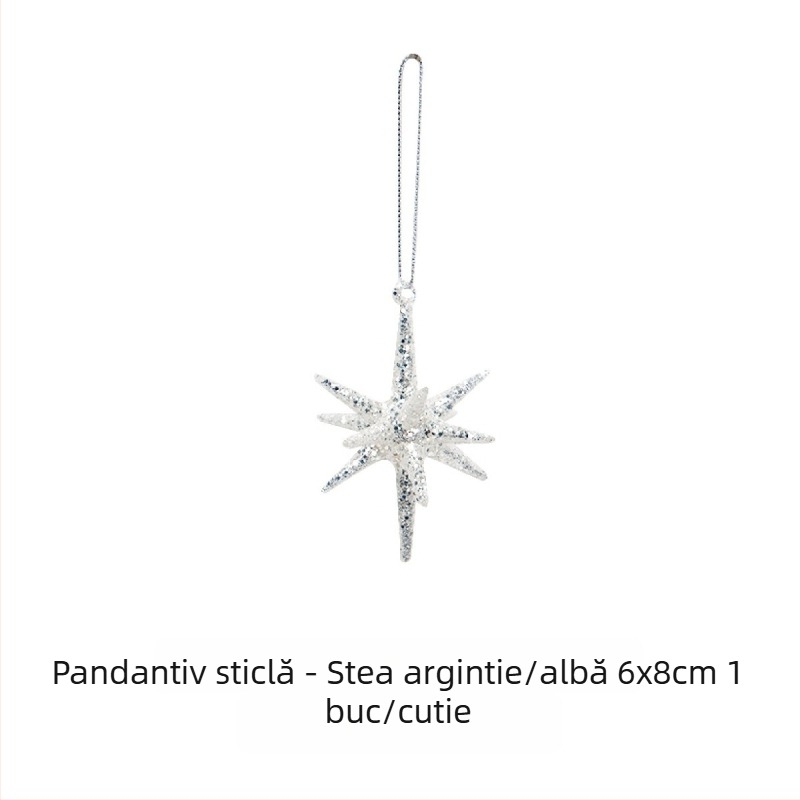 Pandantiv de Crăciun din cristal, cu fulgi de zăpadă, clopot diamant, stea, casă de zăpadă și bilă de sticlă
