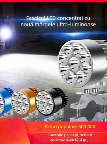 Far frontal LED extern ultra-luminos pentru biciclete electrice și vehicule electrice cu trei roți, 12V pentru plimbări de noapte