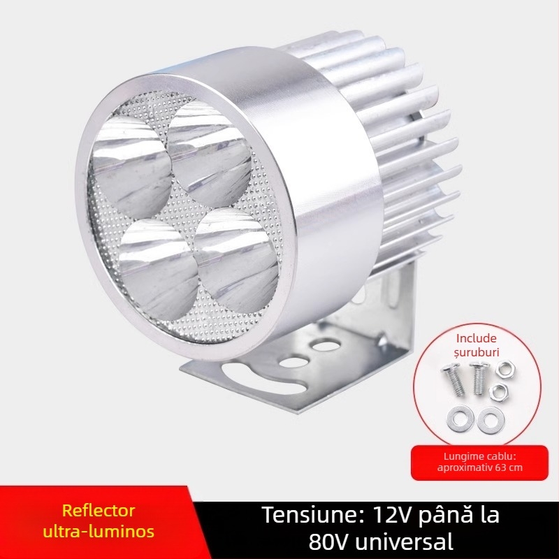 Far frontal LED extern ultra-luminos pentru biciclete electrice și vehicule electrice cu trei roți, 12V pentru plimbări de noapte