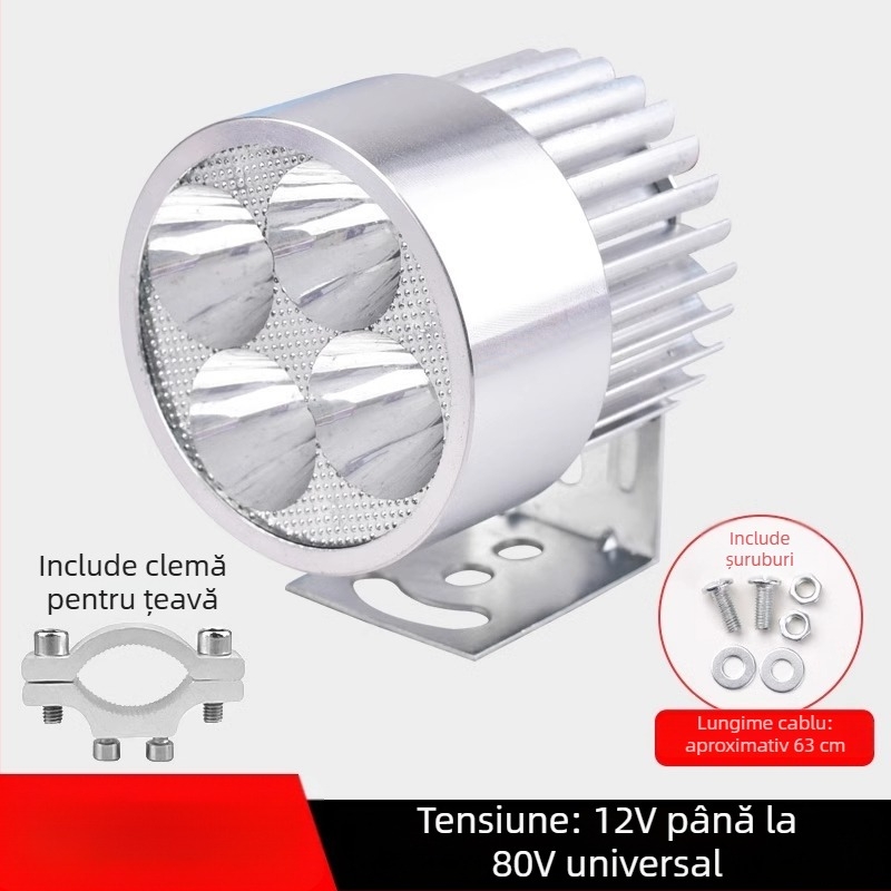 Far frontal LED extern ultra-luminos pentru biciclete electrice și vehicule electrice cu trei roți, 12V pentru plimbări de noapte