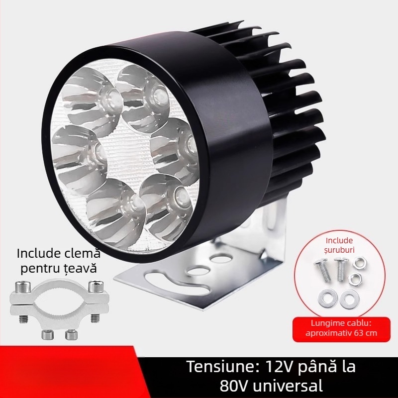 Far frontal LED extern ultra-luminos pentru biciclete electrice și vehicule electrice cu trei roți, 12V pentru plimbări de noapte