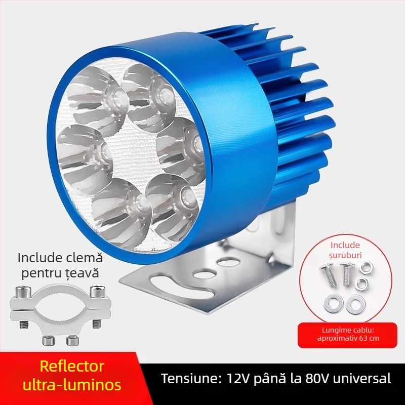 Far frontal LED extern ultra-luminos pentru biciclete electrice și vehicule electrice cu trei roți, 12V pentru plimbări de noapte