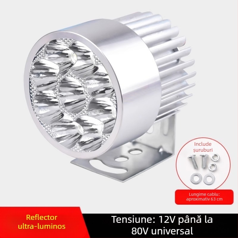 Far frontal LED extern ultra-luminos pentru biciclete electrice și vehicule electrice cu trei roți, 12V pentru plimbări de noapte