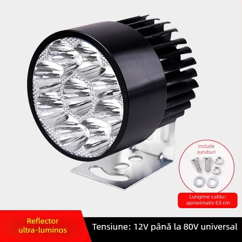 Far frontal LED extern ultra-luminos pentru biciclete electrice și vehicule electrice cu trei roți, 12V pentru plimbări de noapte