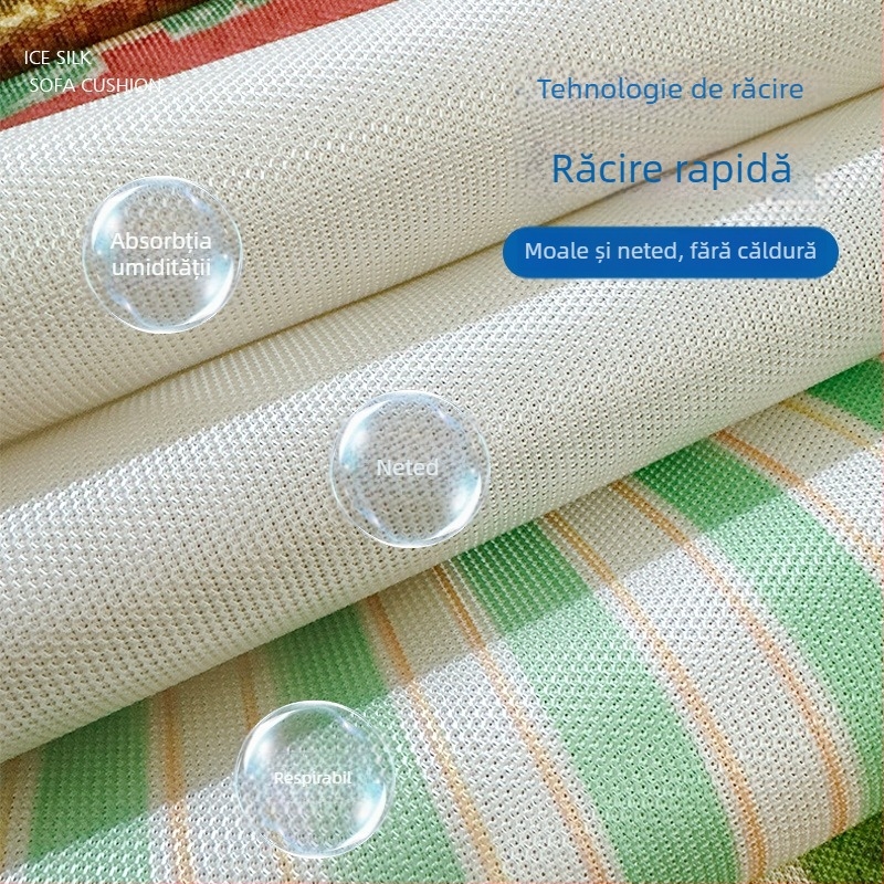 Perna de canapea din ice silk, patru anotimpuri, covoraș pentru balcon cu design Cartoon Cream, ferestră erker și prag de fereastră, pentru camere climatizate