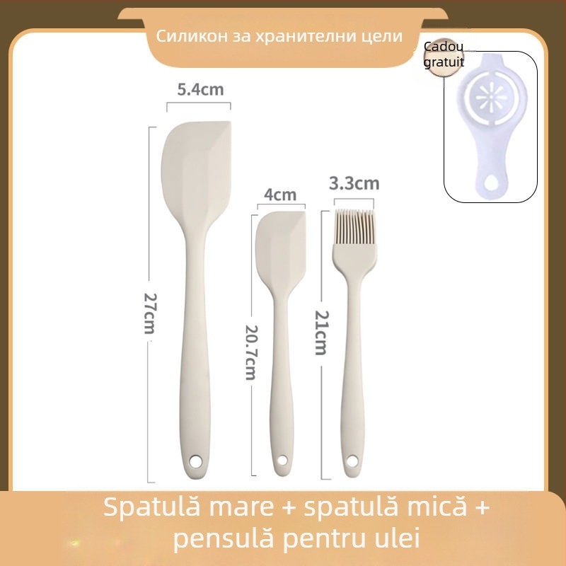 Set de 7 piese din silicon alimentar pentru coacere, rezistent la temperaturi înalte: spatulă, pensulă pentru uns, tel pentru ouă, clips pentru alimente, lingură de bucătărie