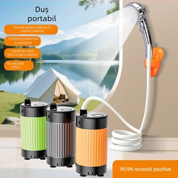 Duș electric portabil cu montaj pe perete și afișaj digital, pentru cămine, locuințe rurale și utilizări în exterior.