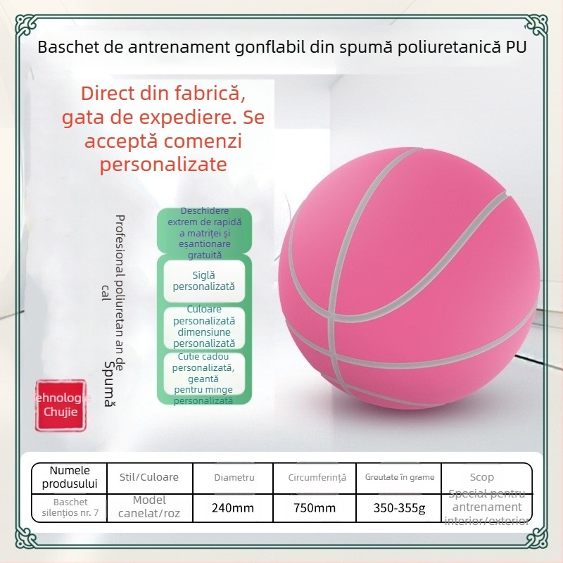 Baschet PU greu, replică la scară 1:1, pentru copii și tineri, antrenament profesional, ricochet extrem de mare, densitate înaltă, utilizare silențioasă, 24 cm