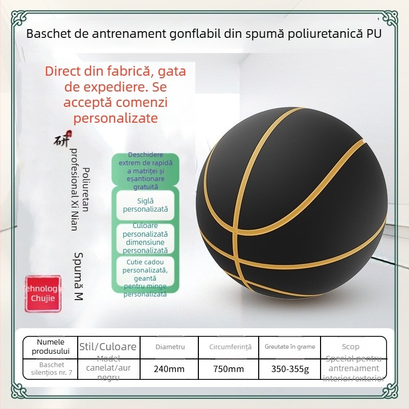 Baschet PU greu, replică la scară 1:1, pentru copii și tineri, antrenament profesional, ricochet extrem de mare, densitate înaltă, utilizare silențioasă, 24 cm