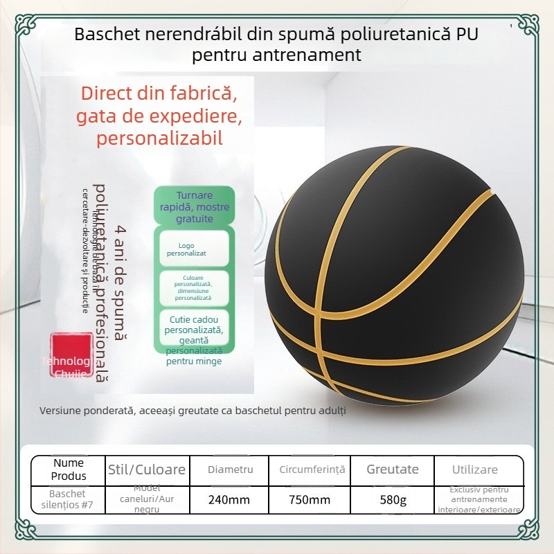 Baschet PU greu, replică la scară 1:1, pentru copii și tineri, antrenament profesional, ricochet extrem de mare, densitate înaltă, utilizare silențioasă, 24 cm