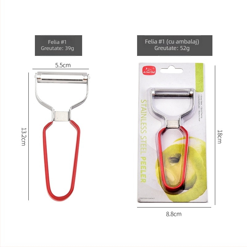 Unelte de bucătărie din oțel inoxidabil cu față zâmbitoare, răzător pentru fructe și legume, curățător/peeler – instrument multifuncțional