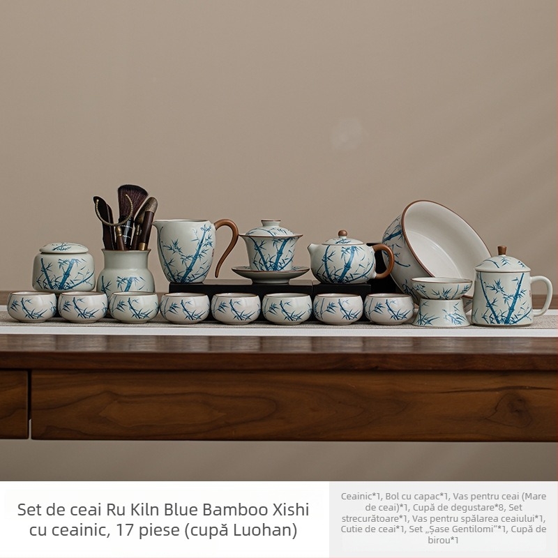Set de ceai Ruyao Crackle, model nou 2025, ceainic Kung Fu, serviciu de ceai din ceramică pentru uz casnic, elegant, de înaltă calitate, set complet