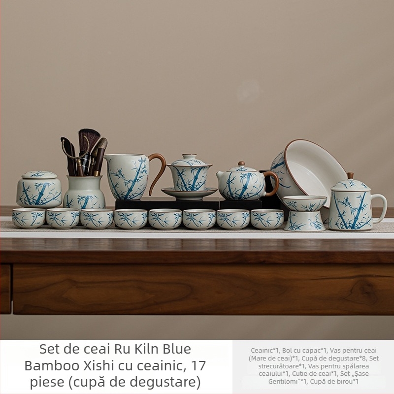 Set de ceai Ruyao Crackle, model nou 2025, ceainic Kung Fu, serviciu de ceai din ceramică pentru uz casnic, elegant, de înaltă calitate, set complet