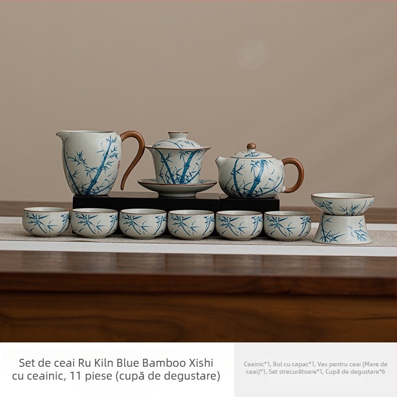 Set de ceai Ruyao Crackle, model nou 2025, ceainic Kung Fu, serviciu de ceai din ceramică pentru uz casnic, elegant, de înaltă calitate, set complet