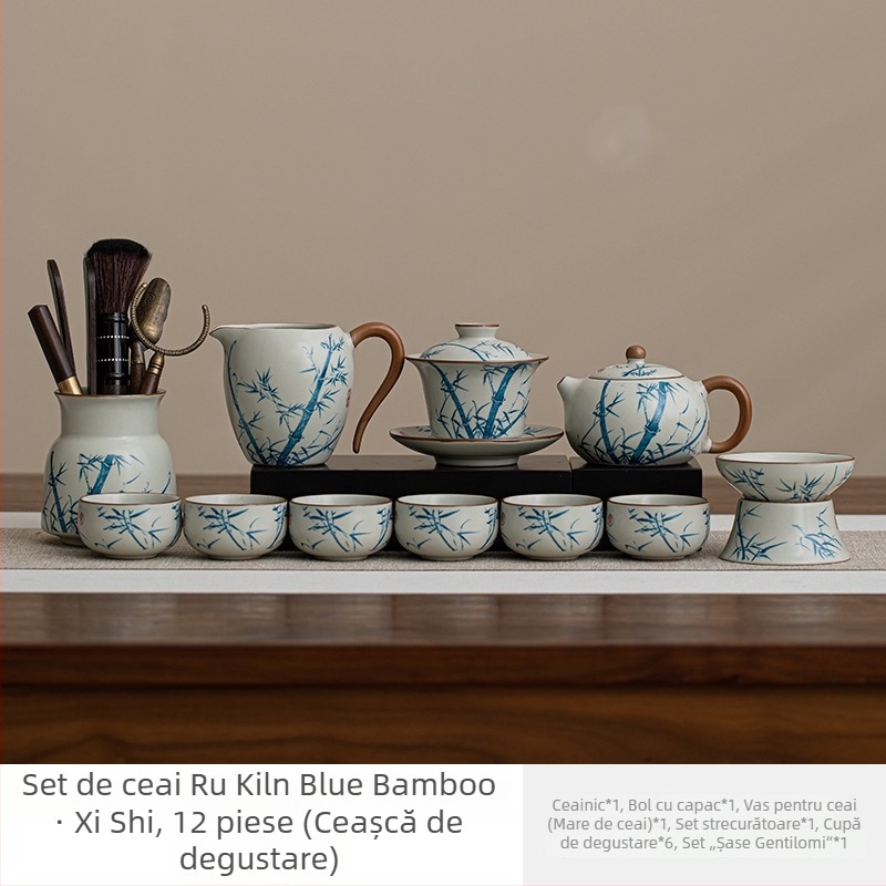Set de ceai Ruyao Crackle, model nou 2025, ceainic Kung Fu, serviciu de ceai din ceramică pentru uz casnic, elegant, de înaltă calitate, set complet