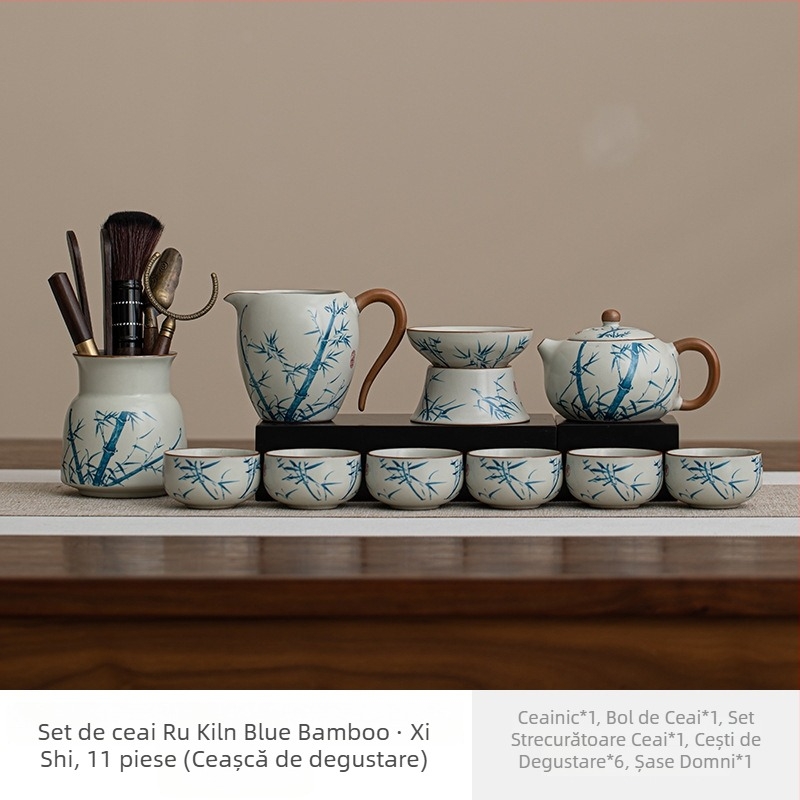 Set de ceai Ruyao Crackle, model nou 2025, ceainic Kung Fu, serviciu de ceai din ceramică pentru uz casnic, elegant, de înaltă calitate, set complet