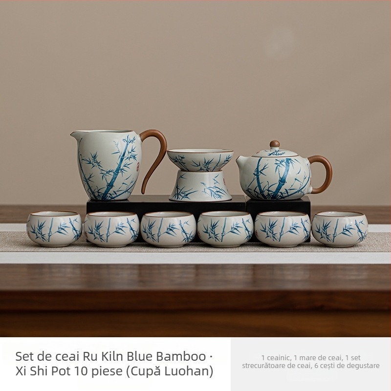 Set de ceai Ruyao Crackle, model nou 2025, ceainic Kung Fu, serviciu de ceai din ceramică pentru uz casnic, elegant, de înaltă calitate, set complet