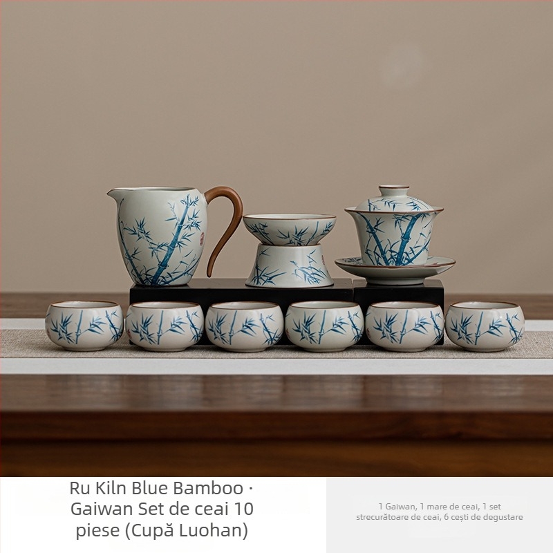 Set de ceai Ruyao Crackle, model nou 2025, ceainic Kung Fu, serviciu de ceai din ceramică pentru uz casnic, elegant, de înaltă calitate, set complet