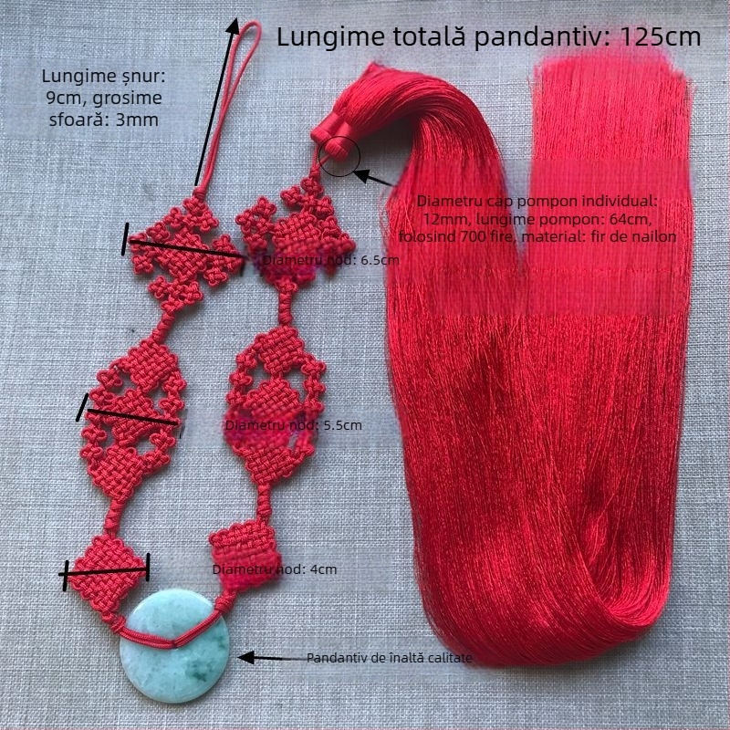 Pandantiv chinezesc cu nod, 125 cm, stil etnic – ornament festiv pentru noroc