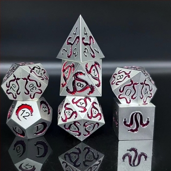 Zaruri metalice D&D – set cu cap de dragon, zaruri poliedrice din aliaj de zinc pentru TRPG