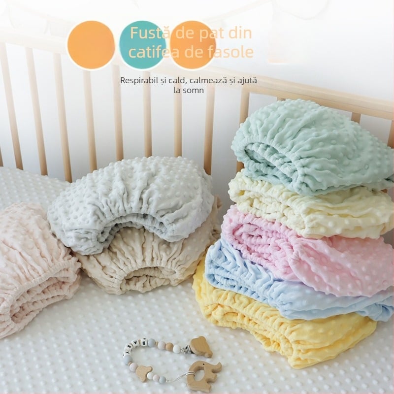 Set de lenjerie pentru bebeluș pentru pătuț din catifea Doudou — husă de saltea din bumbac 100% și cearșaf cu elastic