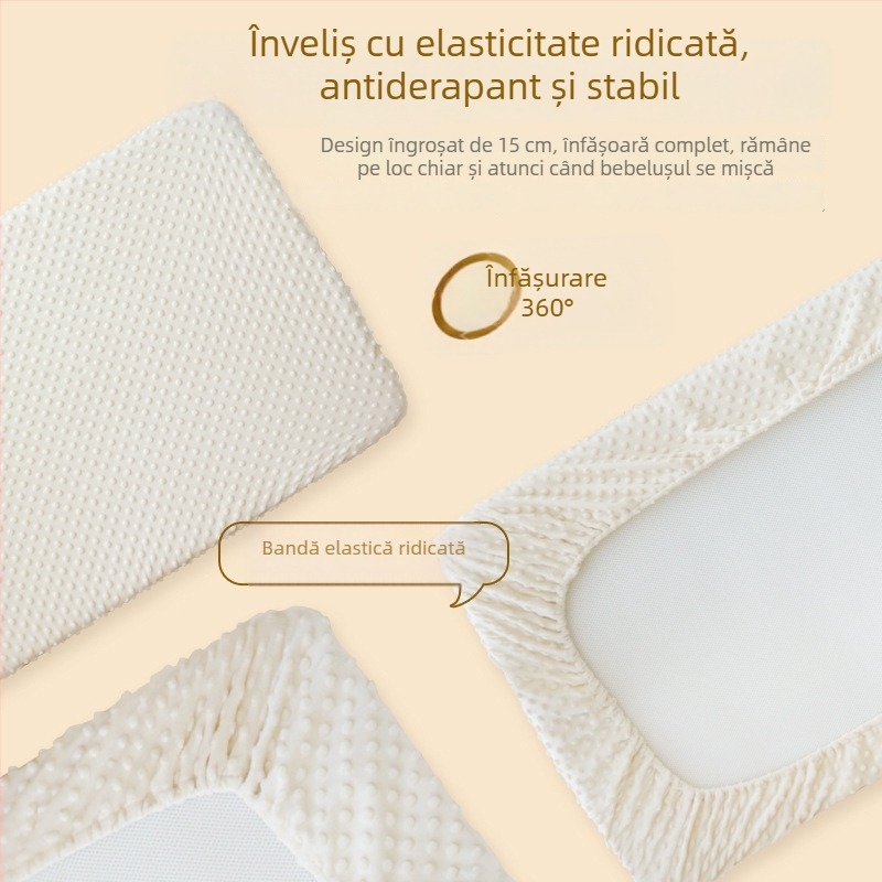Set de lenjerie pentru bebeluș pentru pătuț din catifea Doudou — husă de saltea din bumbac 100% și cearșaf cu elastic