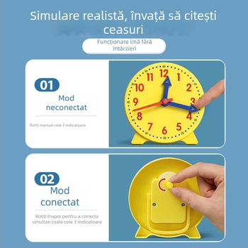 Model de ceas pentru școala primară, instrument esențial pentru învățarea citirii timpului pentru clasele I–II.