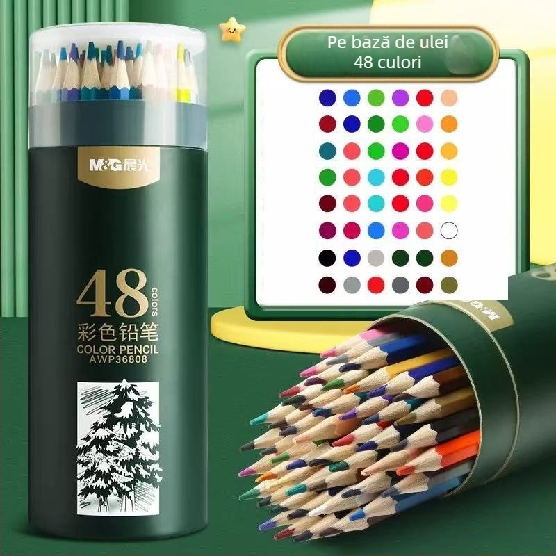Morning&Light Set de creioane colorate – creioane pe bază de ulei pentru elevi, pentru desen, ștergibile și solubile în apă