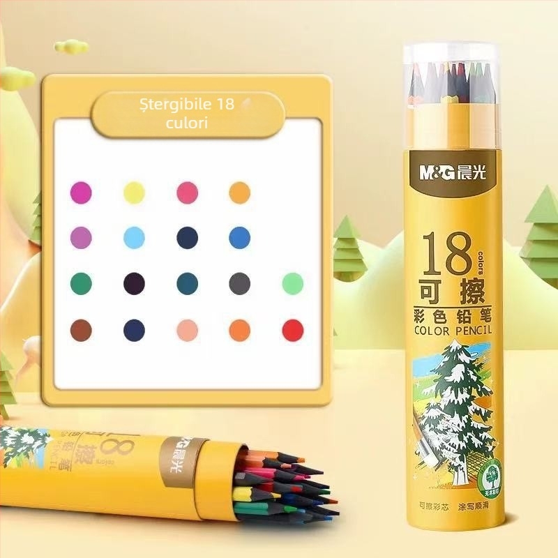 Morning&Light Set de creioane colorate – creioane pe bază de ulei pentru elevi, pentru desen, ștergibile și solubile în apă