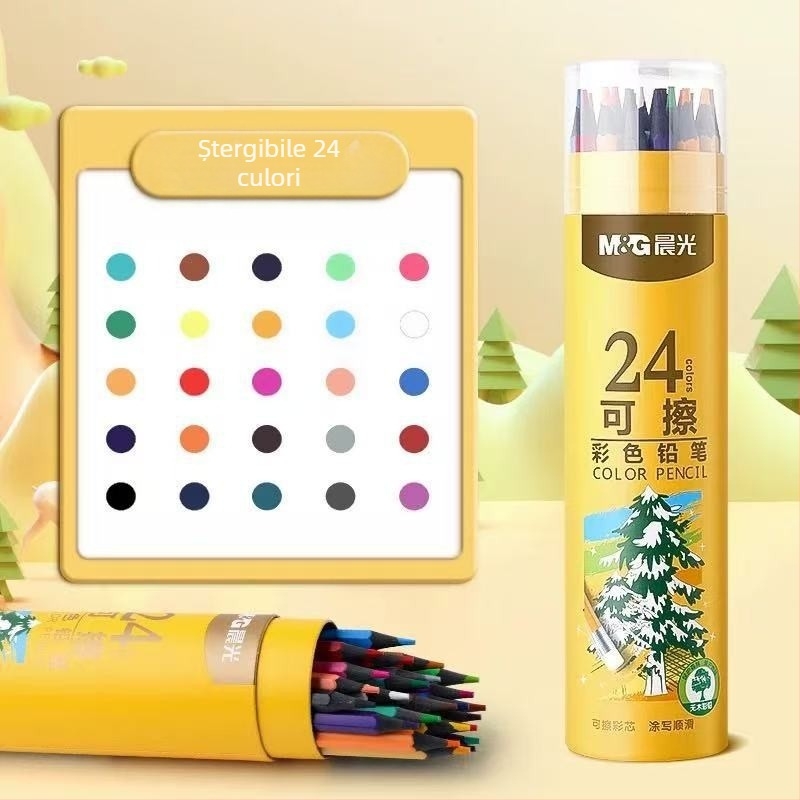 Morning&Light Set de creioane colorate – creioane pe bază de ulei pentru elevi, pentru desen, ștergibile și solubile în apă