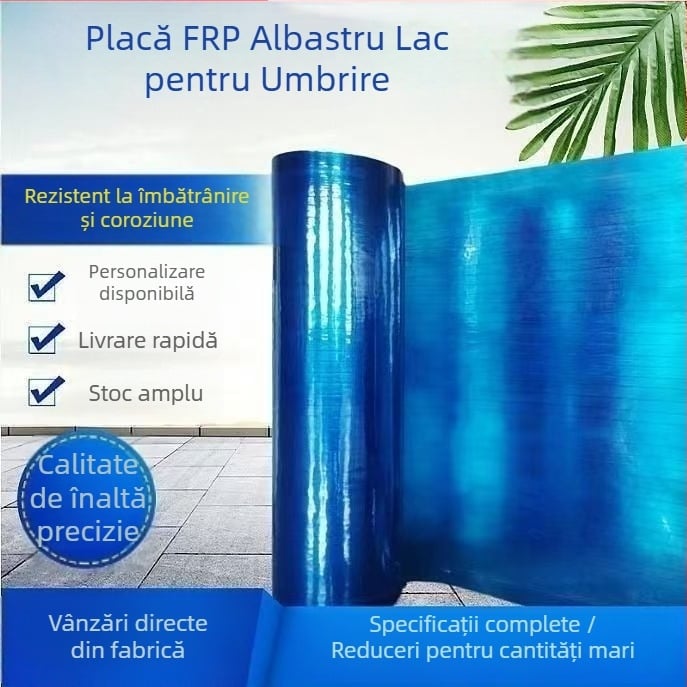 Panouri translucide albastre pentru lumină solară, panouri de umbrire și protecție împotriva ploilor, plăci din rășină semi‑transparente pentru garaje și sere