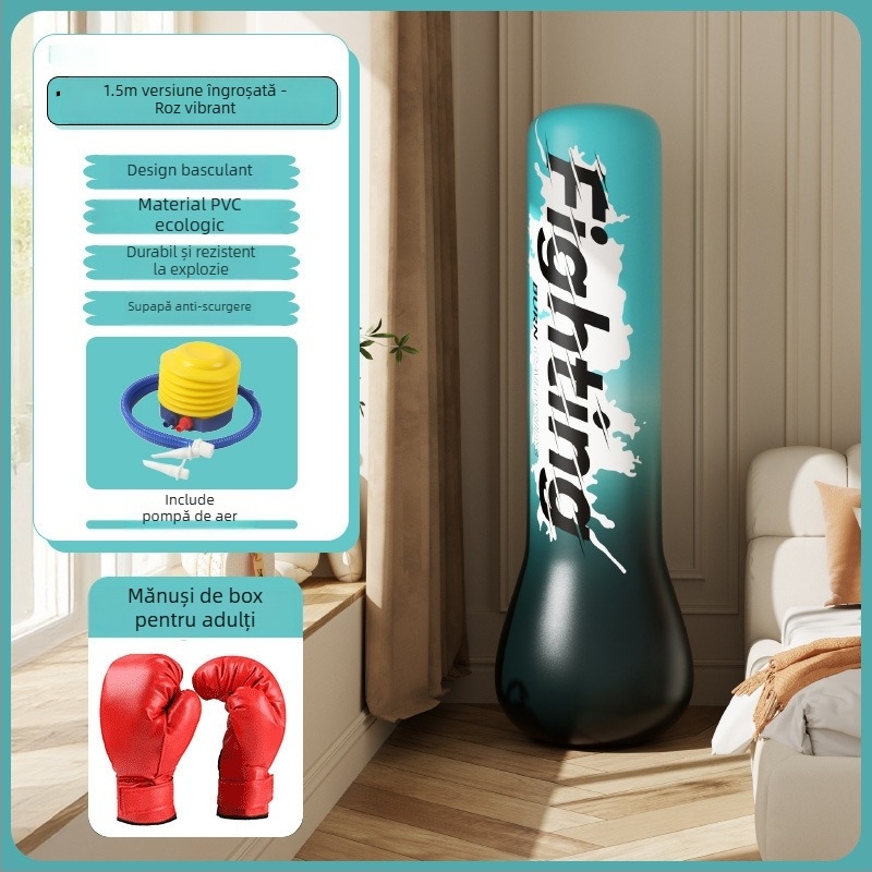 Coloană de box gonflabilă din PVC pentru copii, utilizare la domiciliu, suport vertical, set complet de echipamente de box pentru copii