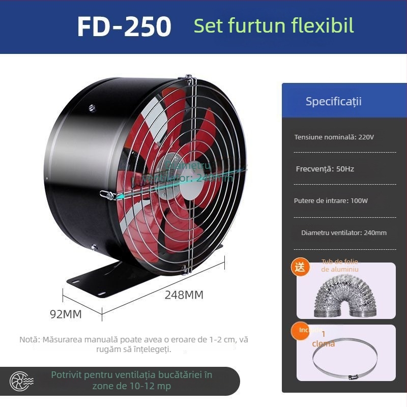 Ventilator de evacuare cu conductă circulară pentru baie, ventilație puternică, ventilator de tavan compact pentru apartamente închiriate