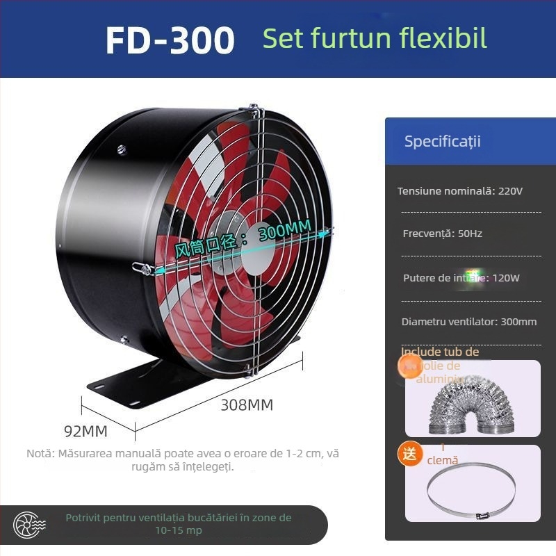 Ventilator de evacuare cu conductă circulară pentru baie, ventilație puternică, ventilator de tavan compact pentru apartamente închiriate