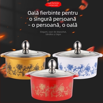Oală shabu-shabu din oțel inoxidabil, porție pentru o singură persoană, oală mică rotativă, compatibilă cu inducția