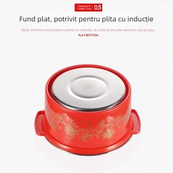 Oală shabu-shabu din oțel inoxidabil, porție pentru o singură persoană, oală mică rotativă, compatibilă cu inducția