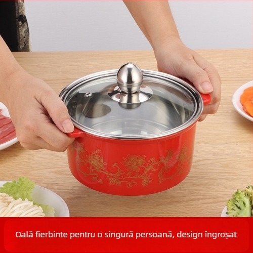 Oală shabu-shabu din oțel inoxidabil, porție pentru o singură persoană, oală mică rotativă, compatibilă cu inducția