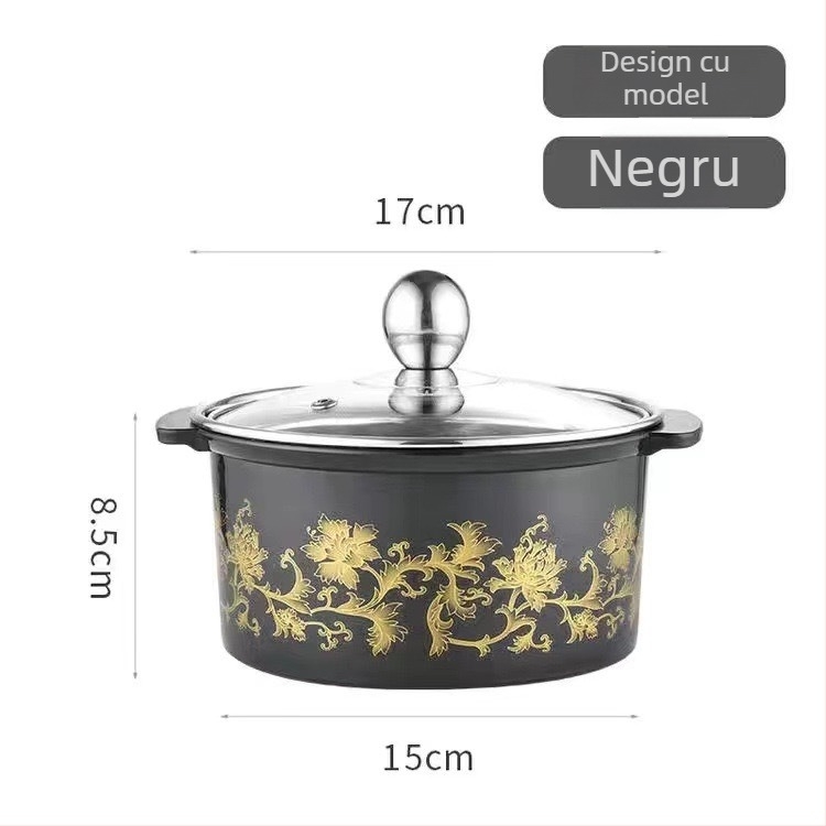 Oală shabu-shabu din oțel inoxidabil, porție pentru o singură persoană, oală mică rotativă, compatibilă cu inducția