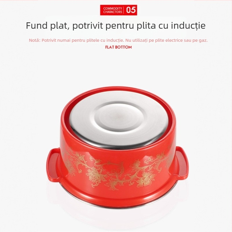 Oală shabu-shabu din oțel inoxidabil, porție pentru o singură persoană, oală mică rotativă, compatibilă cu inducția