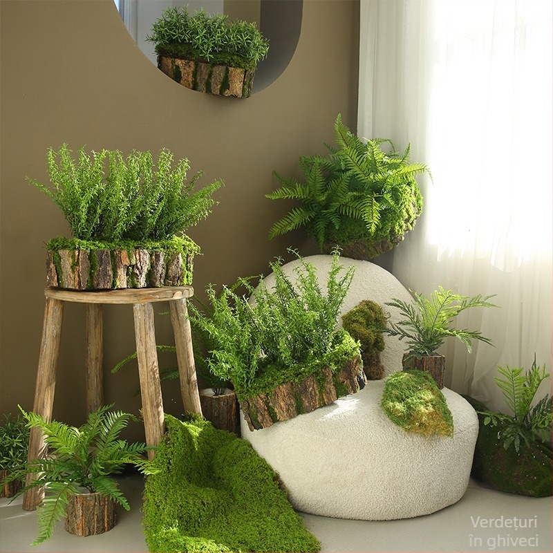 Set de plante verzi artificiale pentru amenajare interioară, ideal pentru colțul de la intrare, separator și peisajul de scări.