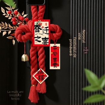 Pandantiv din nod chinezesc cu zece mii de caractere, decor pentru noua locuință, pentru ușa de la intrare și ușa dormitorului, amulete de binecuvântare