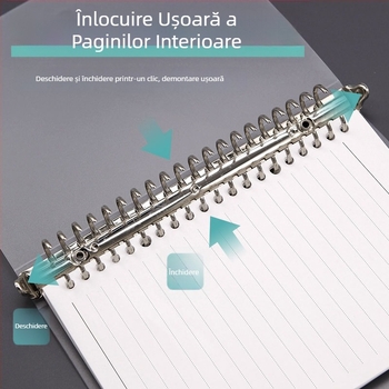 Caiet B5 cu copertă moale, 60 de pagini cu grilă, personalizabil, găuri de 20 sau 9, foi de înlocuire