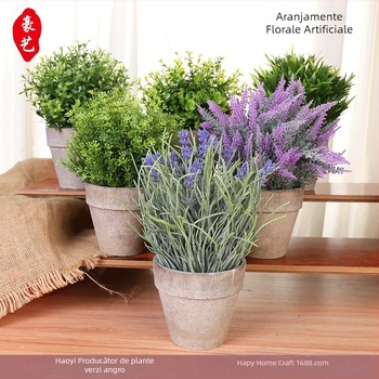 Plantă verde artificială în ghiveci, bonsai decorativ cu flori din plastic, decor pentru interior, înălțime 10–30 cm