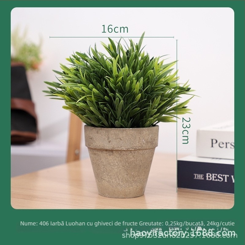Plantă verde artificială în ghiveci, bonsai decorativ cu flori din plastic, decor pentru interior, înălțime 10–30 cm